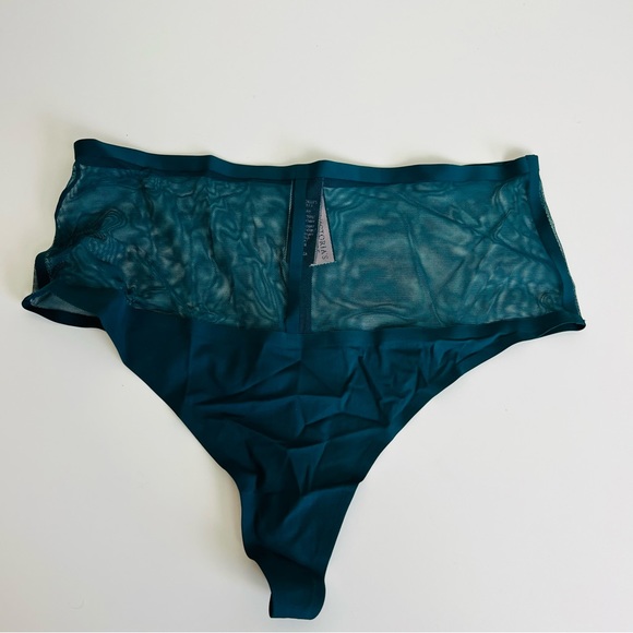 NWT Victoria’s Secret Emerald Mesh High Waist Cut Out Thong V-String Panty - Picture 3 of 14